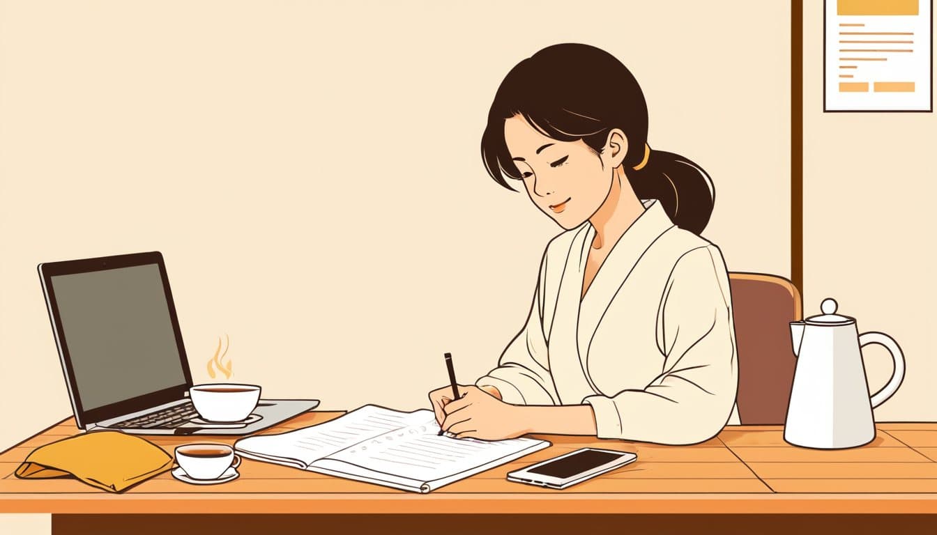今のサイトの不満をノートに書き出している店主