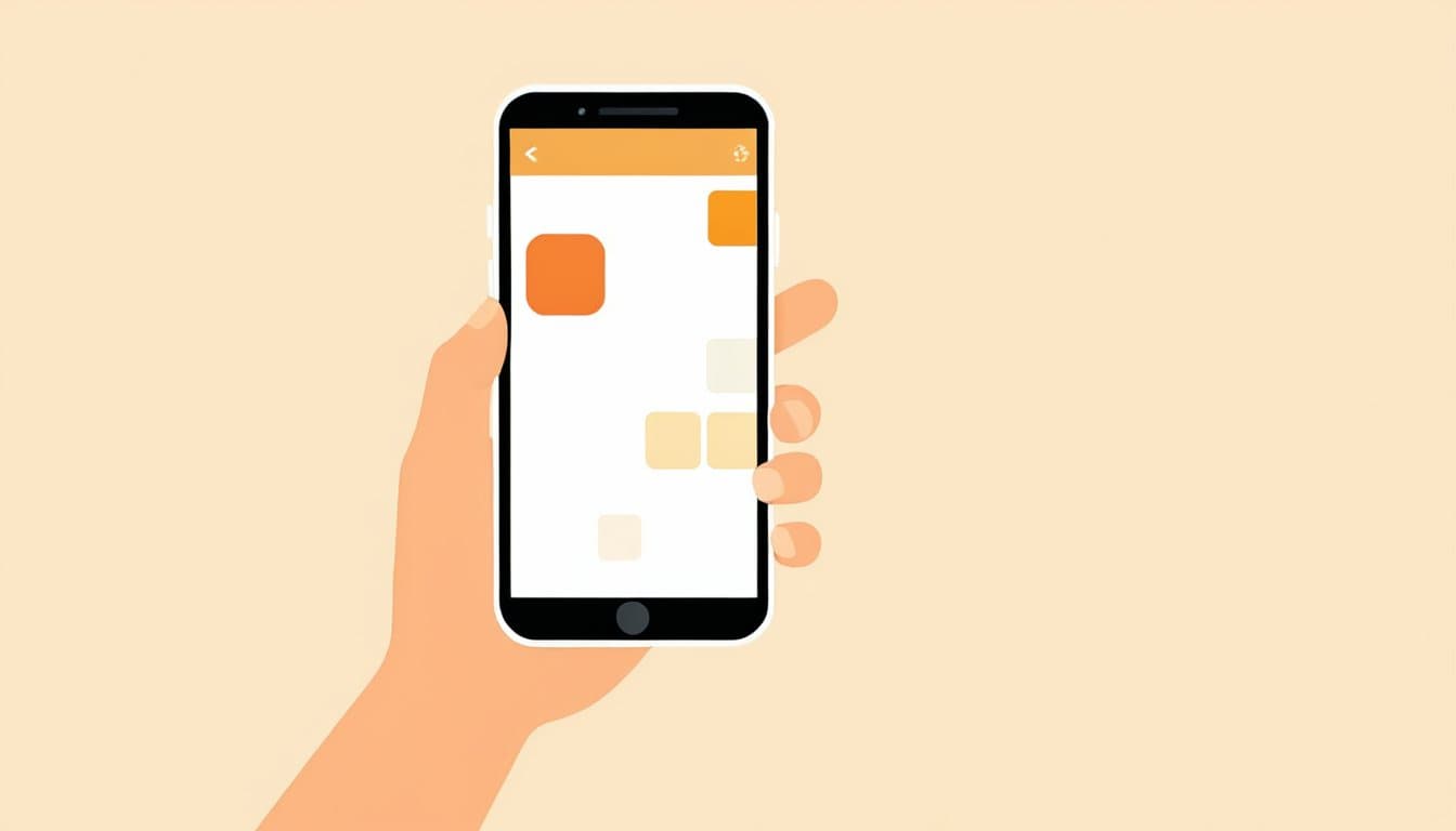 片手で持ったスマートフォンの画面の下にある大きな丸いボタンに、親指が無理なく届いている様子