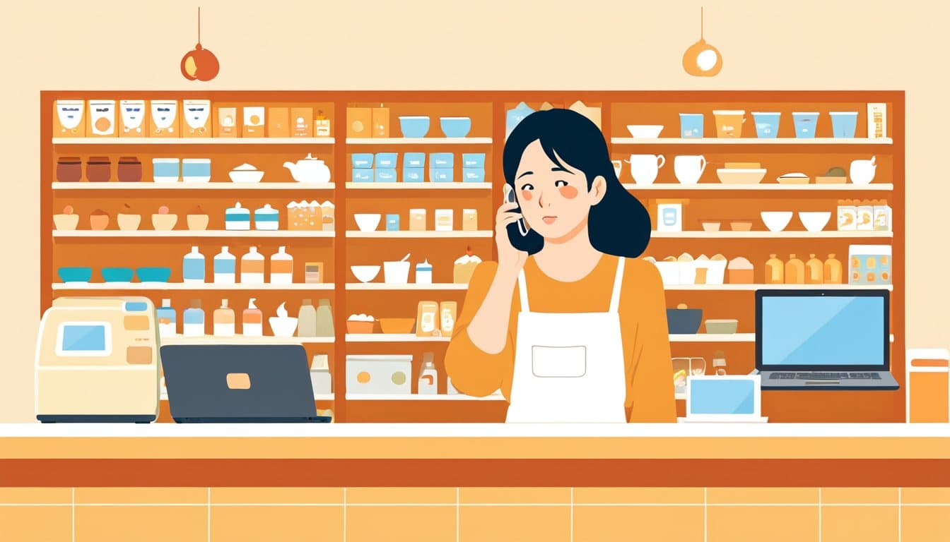 電話をかけても返事が無く、店先で困っている事業主